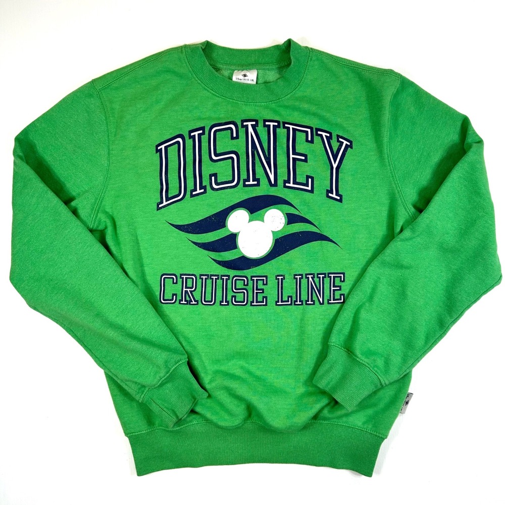 Disney Cruise Line Mickey Mouse Graphic Sweatshirt Green Sm Crew Neck Pullover